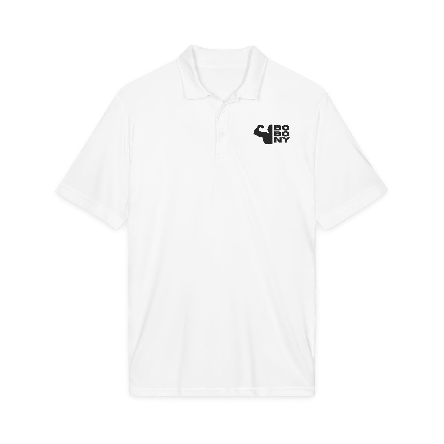 Men's White Polo Shirt with 'Bobony' Muscle Logo – Athletic Club & Gym Wear
