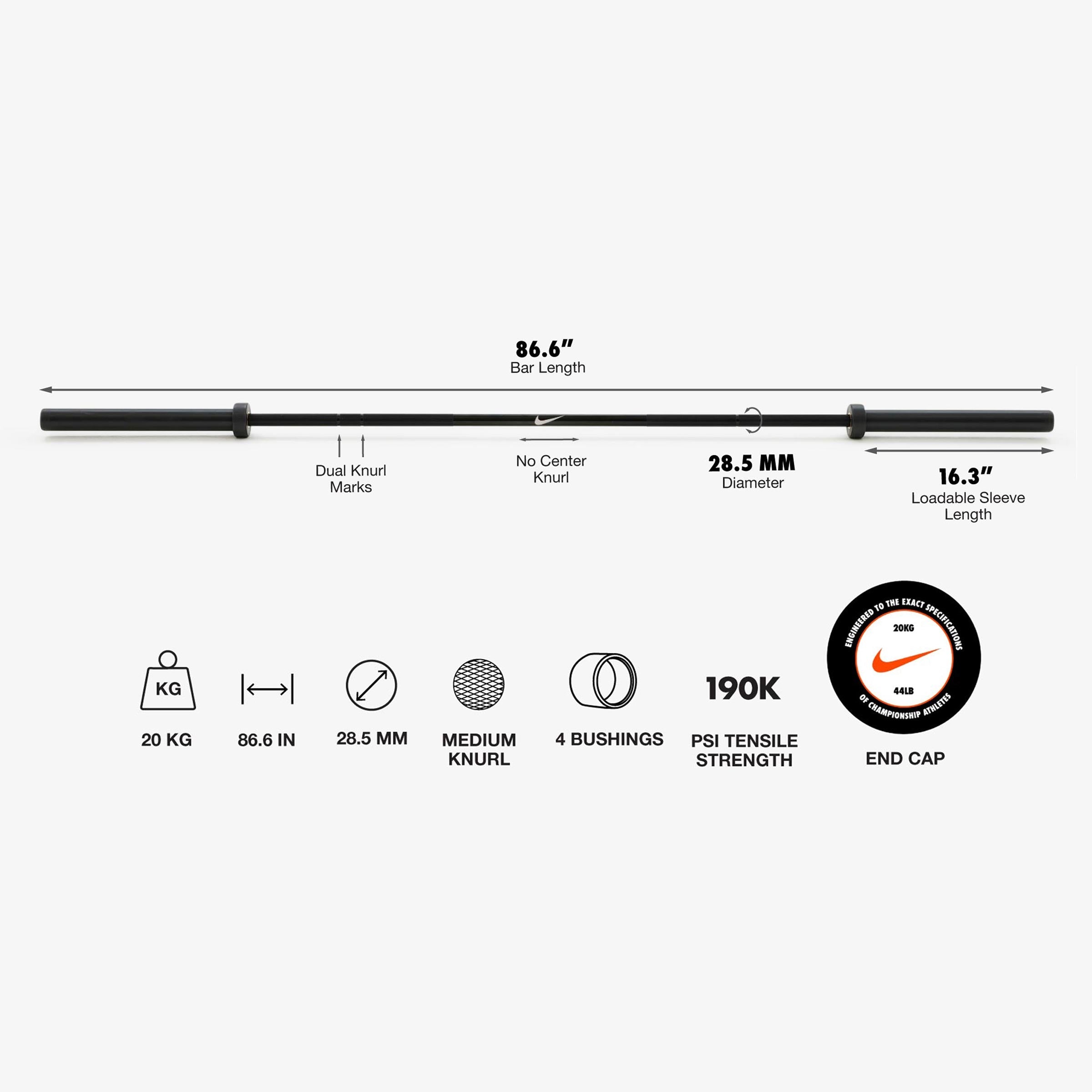 20 kg Nike Barbell and Plate Set